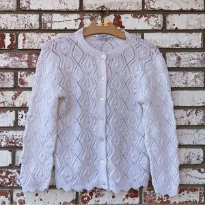 🦞3/$30🦞Parkway Knits | Vintage 70s 80s White Granny Button-Down Cardigan Sweater